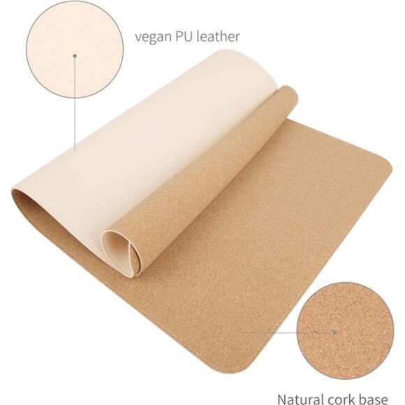 Dual-Sided Desk Pad, Natural Cork & PU Leather Mouse mats for Office and Home - Picture 2 of 8
